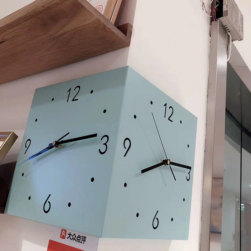 Nuevo reloj de pared lámpara luminosa creativa de doble cara para la esquina de la sala de estar