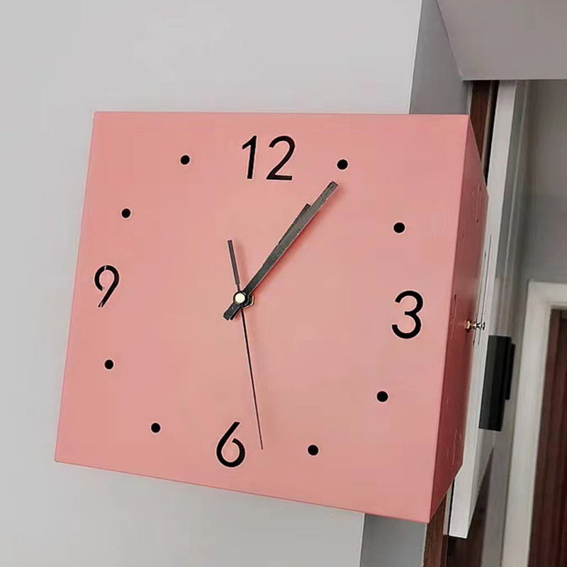 Nuevo reloj de pared lámpara luminosa creativa de doble cara para la esquina de la sala de estar