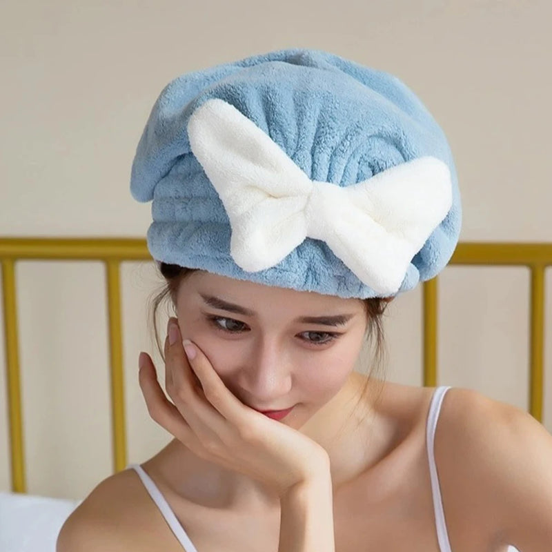 QuickDry Microfiber Hair Towel Cap