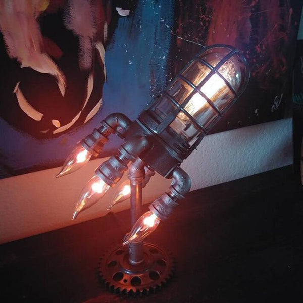 Cosmic Glow Retro Rocket Lamp