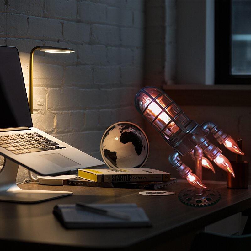 Cosmic Glow Retro Rocket Lamp