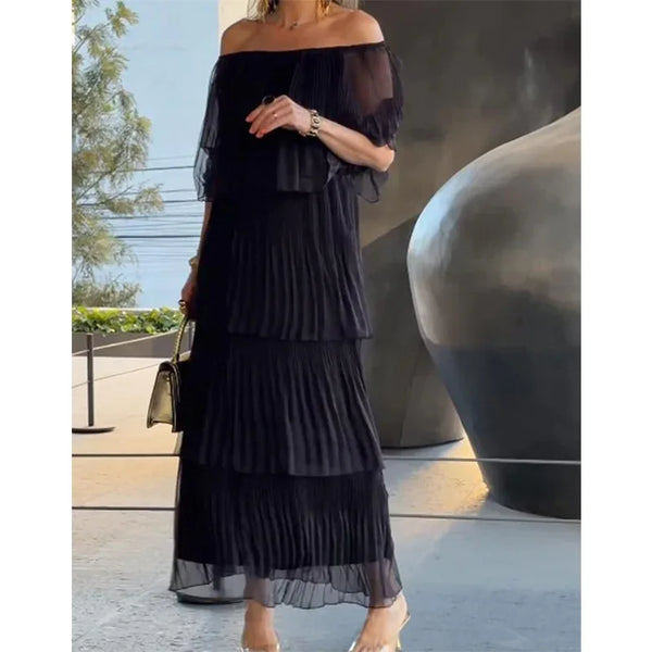 Katherine - Pleated Ruffle Dress