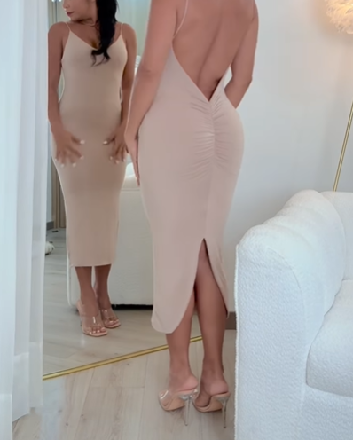 Fitted Dress with Open Back