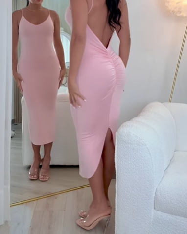 Fitted Dress with Open Back